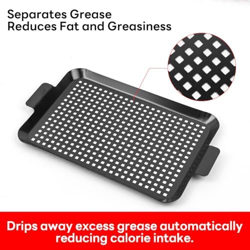 Grill topper: Set Of 2 Outdoor Grill Pans - Grill Trays with Hole Nonstick - BBQ Grilling Baskets for Outdoor Camping, Suitable for Vegetable Meat (2pcs) - Image 5