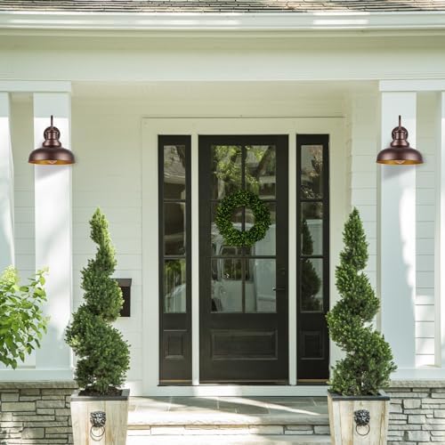 Outdoor Barn Light Outdoor Wall Sconce Farmhouse Exterior Wall Mount Light Vintage Wall Lighting Fixture Industrial Bronze Lantern for Porch, Entryway, Garage, 1 Pack, RZ007 ORB - Image 6
