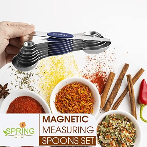 Spring Chef 8 Magnetic Measuring Spoons Set for Baking & Cooking, Sapphire - Image 2