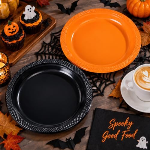 WELLIFE Black Plastic Plates 9 Inch 50 Count Halloween Plates - Image 5