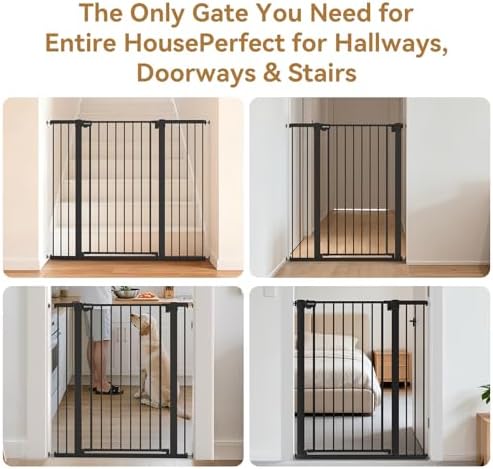 43 inch Tall Safety Baby Gate Adjustable 29.7-45.2inch Extra-Wide Metal Baby Gate Drill-Free Pressure-Mount Installation kit Self-Closing BabyGate for Stairwells、Doorways（Black） - Image 6