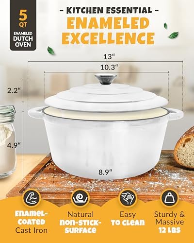 CRUSTLOVE 5 QT Enameled Bread Baking Pan with Lid for Artisan Sourdough Set - Image 3