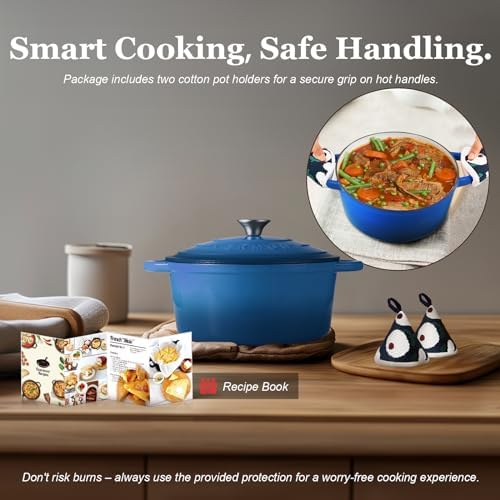 Overmont Enameled Cast Iron Dutch Oven - 7QT Pot with Lid Cookbook - Image 6