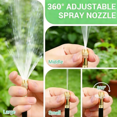 Drip Irrigation System, Upgrade Garden Irrigation Kit - 66Ft 5/16" with 20 pcs Adjustable Copper Nozzles,Automatic Atomizing Watering Sprinkler System for Outdoor,Raisedbed,Lawn,Greenhouse - Image 4