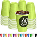 DecorRack Lime Green Plastic Cups, 12 oz Disposable Cups, Reusable Party Supplies (40 Count) by DecorRack