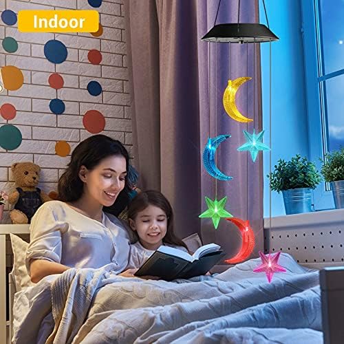 Toodour Solar Wind Chimes, Color Changing Wind Chimes Moon and Star - Image 2