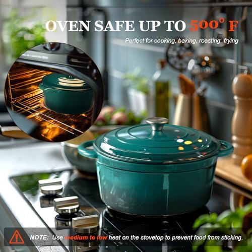 Overmont Enameled Cast Iron Dutch Oven - 7QT Pot with Lid Cookbook - Image 5