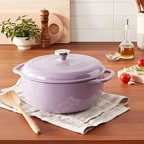 Lodge 7.5 Quart Enameled Cast Iron Oval Dutch Oven with Lid – Dual Handles – Oven Safe up to 500° F or on Stovetop - Use to Marinate, Cook, Bake, Refrigerate and Serve – Lilac - Image 4