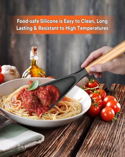 Badiano Silicone Cooking Spoon for Nonstick Cookwares, Multi-function,13.4" - Image 3