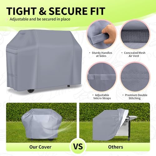 NEXCOVER Barbecue Gas Grill Cover - 60 Inch Waterproof BBQ Cover, Heavy Duty Grill Cover, Fade & Weather Resistant, Fits Weber, Brinkmann, Char Broil, Holland - Image 4
