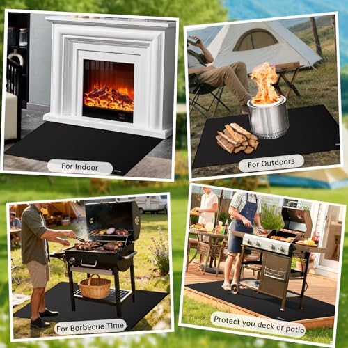 ENGPOW Large 60 x 60 inches Under Grill Mat for Outdoor Grill, Double-Sided Fireproof Indoor Fireplace Mat Fire Pit Mat, Oil-Proof Waterproof BBQ Mat for Deck Patio Lawn,Reusable and Easy to Clean - Image 6