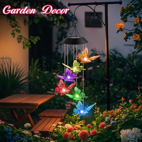 Winzwon Solar Wind Chimes, Christmas Gardening Butterfly Gifts for Women - Image 3