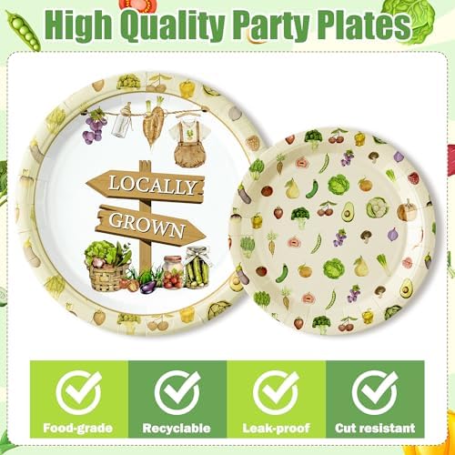 96Pcs Locally Grown Baby Shower Farmers Market Farmhouse Fruit Party Plates Supplies - Party Tableware Decorations Disposable Paper Plates Napkins Forks for Birthday Gender Reveal, Serves 24 - Image 3
