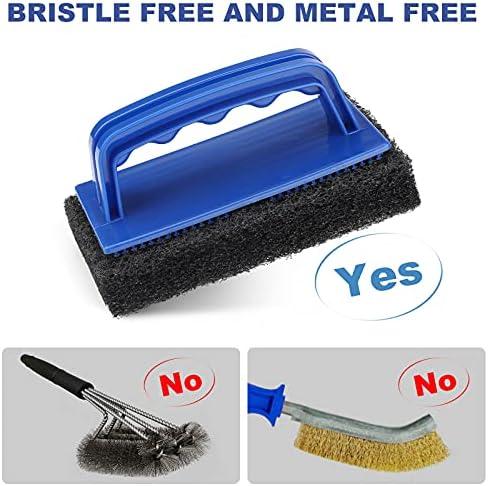 Blackstone Grill Cleaning Kit, Heavy Duty Griddle Scrubber Scouring Pad & Handle, Griddle Cleaning Brush for Charcoal, Gas Grills, Cast Iron Cookware, Oven, Grate, Stovetop - Image 3