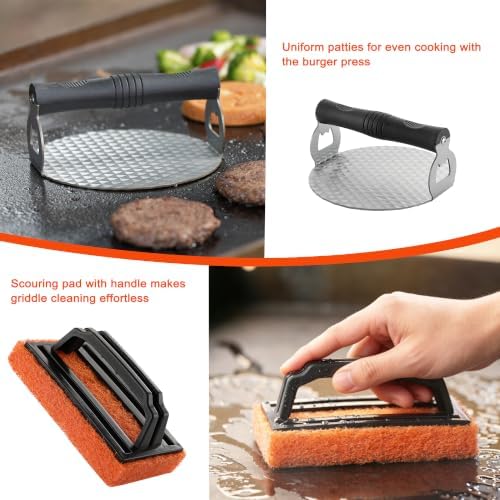 DY DECENT FAMILY 40PCS Griddle Accessories Kit, Flat Top Grill Accessories Set for Outdoor Barbecue. Griddle Accessories Set with Basting Cover, Spatula, Scraper, Burger Press, Tongs, Cleaning Kit - Image 5