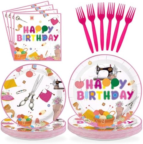 96Pcs Sewing Birthday Party Decorations, Serves 24 by Greencian