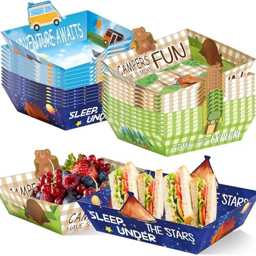 Fancy Land Camping Party Supplies Nacho Boats Camping Adventure Paper Trays by FancyLand