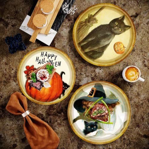 50pcs Halloween Party Supplies Ghost Spooktacular Halloween Paper Plates 7" Cartoon Pumpkin Retro Halloween Plates for Haunted House Themed Boo Pumpkin Birthday Party Decorations (Colorful) - Image 6