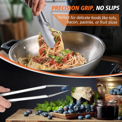Hotec Tongs for Cooking Stainless Steel Kitchen Tongs Set of 3-7“, 9" & 12" - Image 6