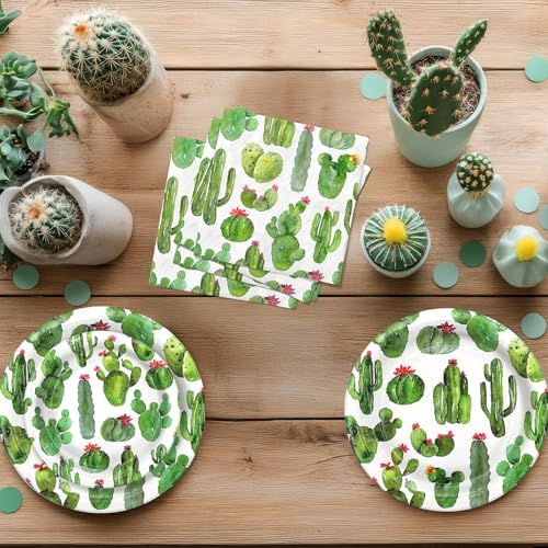 Cactus Party Decorations - Cactus Party Plates and Napkins for Kids Birthday Party, Serves 20 Guests - Image 3