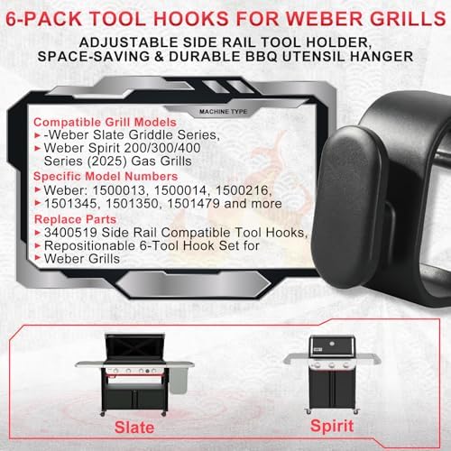 3400519 Grill Hooks for Weber Spirit E-325 Series & Slate Griddle Side Rail - Image 2