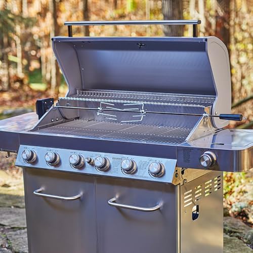 Monument Grills 77352 6+1 Burner Stainless Steel Cabinet Style Propane Gas Grill with Knob Controls, Side Burner, Built-In Thermometer, and Rotisserie Kit - Image 6