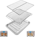 GWY 3-Pack Air Fryer Replacement Parts Compatible with Emeril Lagasse Dual Zone 25 QT Air Fryer Convection Toaster Oven, Includes Food-Grade Steel Mesh Basket, Wire Rack & Grill Pan, Dishwasher Safe by GWY