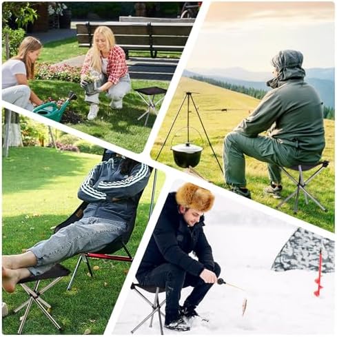 13.8in Portable Camping Stool, Compact Lightweight Folding Chair for Adults - Image 5