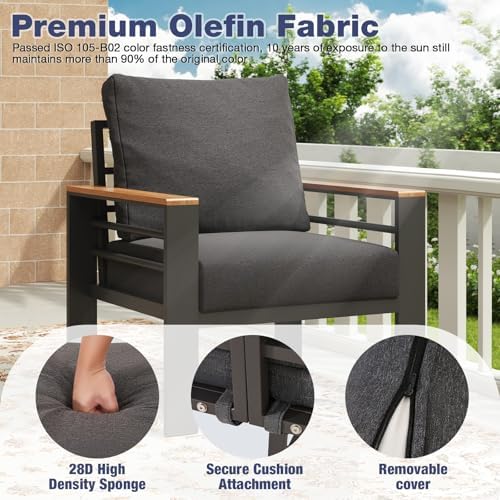 Aoxun Aluminum Patio Furniture Set 7 Seats, Dark Grey - Image 6