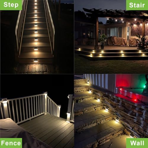XLUX Warm White Solar Lights for Deck Step Fence, Black SST Housing, 2 Pack - Image 5