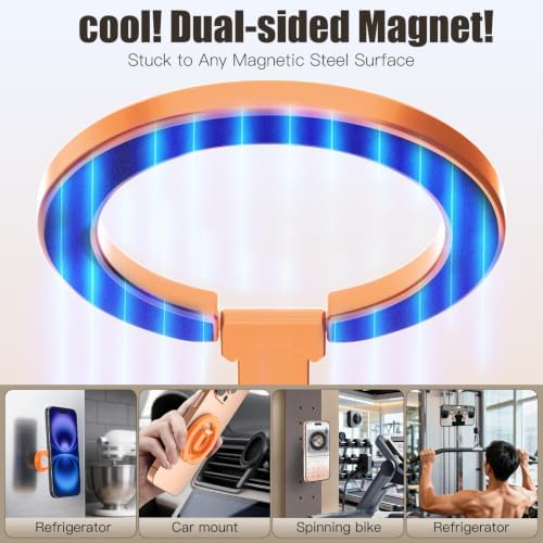 Magnetic Phone Ring for MagSafe Dual-Sided Magnetic Phone Grip Magnet Phone Stand Grip Compatible with iPhone 17/16/15/14/13 Pro Max Plus Mag Safe Accessory for Car Mounts (Orange) - Image 3