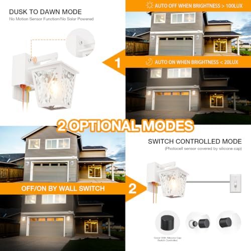 Ehaho Porch Light with GFCI Outlet Aircraft Grade Aluminum Alloy-White 2PCS - Image 4