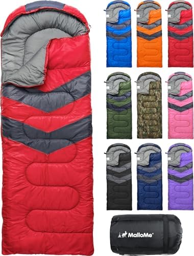 MalloMe Sleeping Bags for Adults Cold Weather & Warm - Backpacking Camping Sleeping Bag for Kids 10-12, Girls, Boys - Lightweight Compact Camping Essentials Gear Accessories Hiking Sleep Must Haves by MalloMe