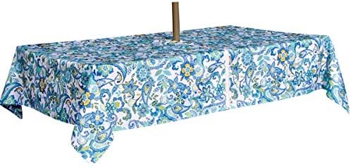 EHouseHome Outdoor Indoor 60x84 inch Rectangle Tablecloth with Umbrella Hole and Zipper, Waterproof Zippered Patio Table Cloths, Spring/Summer Table Covers for Backyard Circular Table/BBQs/Picnic - Image 3