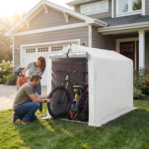 Flamaker Small Portable Shed Bike Tent 420D Oxford Fabric 4000PU, Sliver - Image 2