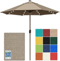 EliteShade USA 10-Year-Non-Fading 10ft Market Patio Umbrella, Commercial Grade Table Sun Umbrella with 80 Solar LED Lights, Crank Open, Windproof & UPF 50+ UV Protection for Garden, Deck, Pool, Backyard, No Tilt, Mushroom by EliteShade