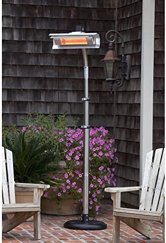 Fire Sense 02117 Telescoping Offset Pole Mounted Infrared Patio Heater With Wheels 1500 Watt Indoor Outdoor Powder Coated Steel Tip over Protection System Cover Included - Stainless Steel - Image 2