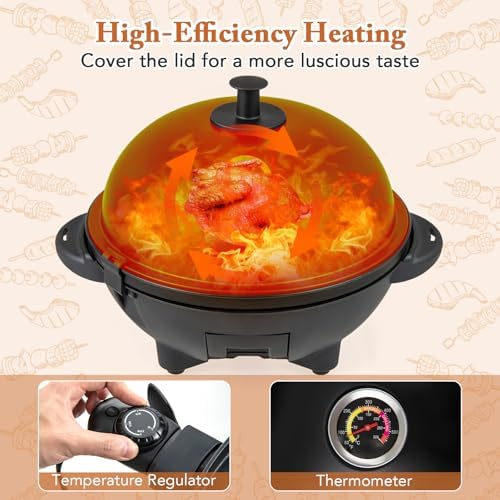 1200W Electric Grill Outdoor, Portable Removable Stand BBQ Grill - Image 4