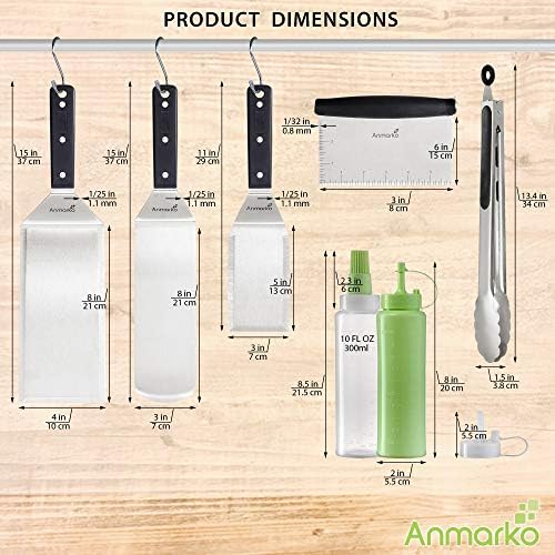 Metal Spatula Set - Griddle Accessories kit - Grill Flat Spatula Pancake Flipper Hamburger Turner - Metal Utensil great for BBQ Grill Flat Top - Cast Iron Griddle Accessories - Commercial Grade - Image 6