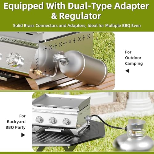 Electactic 3-Burner Stainless Steel 2-in-1 Tabletop Grill and Griddle Combo, 24,000 BTU Portable Flat Top Propane Gas Grill for Commercial BBQ, Outdoor Cooking, Camping, Tailgates & Backyard - Image 5