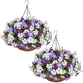 2 Set Artificial Hanging Flowers with Basket for Outdoor Decor by secqous