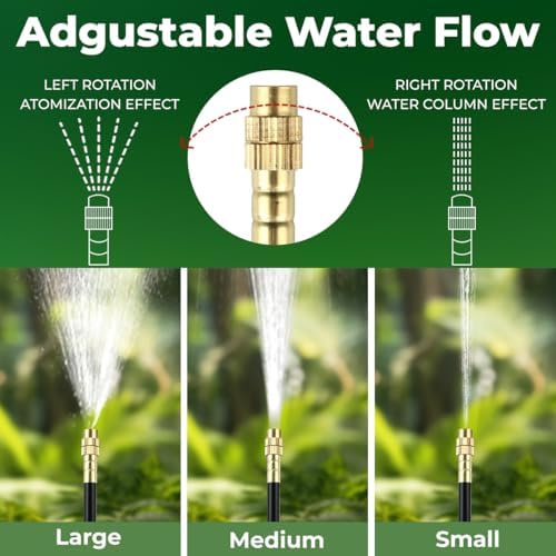 130FT Drip Irrigation System for Garden: 20 Nozzles 1/4" PE Tubing Automatic Watering Kit Adjustable Misting Sprinkler Mister Hose for Water Plants Tape Raised Beds Lawn Outdoor Yard Greenhouse 130FT - Image 3
