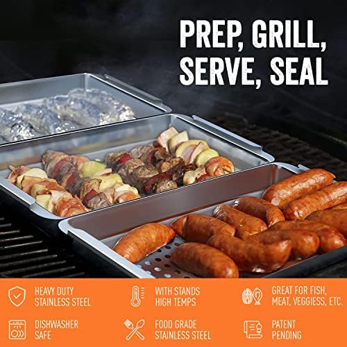 Yukon Glory BBQ N Serve Premium Set, 3 Grill Baskets and Tray - Image 4