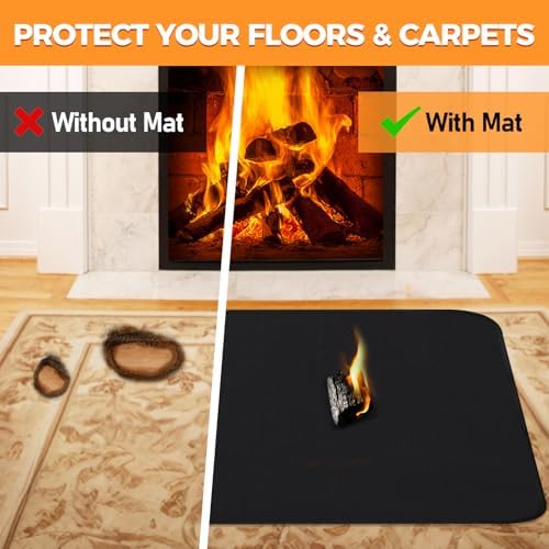 Fireproof Fireplace Rug for Home Protection, 4'11'' x 3'4'' x 0.04'', Black - Image 5