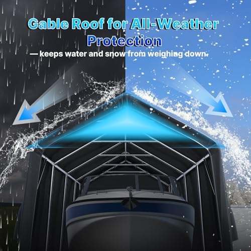 ADVANCE OUTDOOR 10X20 ft Carport Heavy Duty Outdoor Patio Portable Canopy Storage Shelter Shed with 2 Rolled up Zipper Doors & Vents for Snowmobile Garden Tools, Gray - Image 4