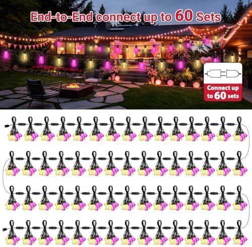 26FT ST38 Pink Warm White Outdoor String Lights, Valentine’s Day Patio Lights, 12+1 Shatterproof Edison LED Bulbs Waterproof Connectable String Lights for Bistro, Christmas, Wedding, Party Yard Decor - Image 7