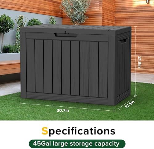 Outdoor Storage Box, 50 Gallon Waterproof Deck Box, Snap-Together Storage Bin for Chair Cushions, Porch Throw Pillows, Lockable Small Coffee Table Ottoman, Patio Garden, Black - Image 3