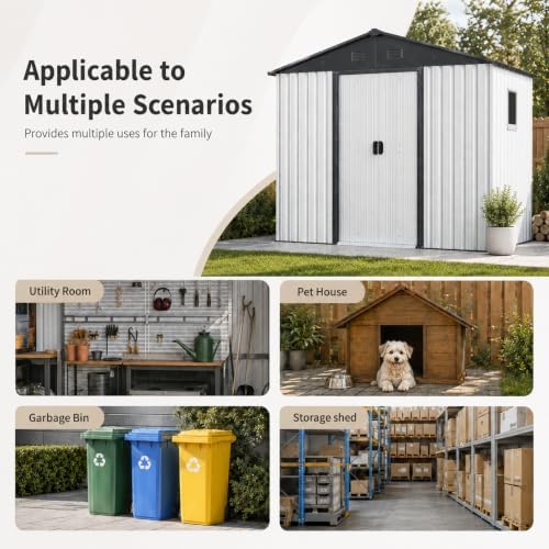 8X4 FT Outdoor Metal Storage Shed with Window and Metal Foundation - Image 7