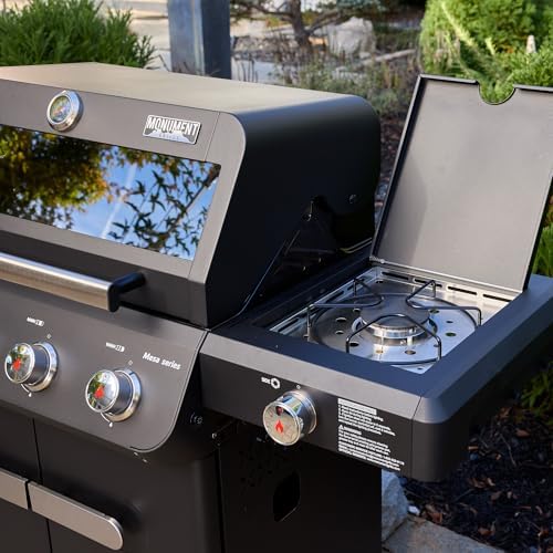 Monument Grills Mesa Series, Outdoor Barbecue Stainless Steel 4 Burner Propane Gas Grill, 52,000 BTU Patio Garden Barbecue Grill with Side Burner and Knob Controls, Mesa425 with BBQ Cover - Image 4