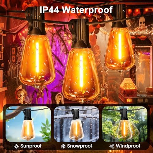 Orange Outdoor halloween String Lights ,26FT ST38 LED Patio Lights with 12+1 Shatterproof Edison Bulbs,UL Waterproof Connectable Outside Hanging Lights for Backyard Porch Bistro Christmas Party Decor - Image 4
